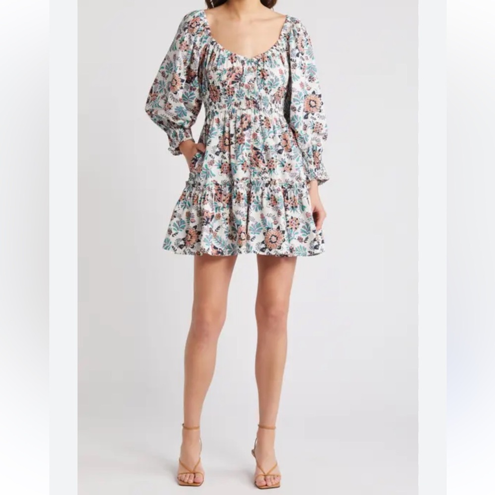 Cleobella Maxine Floral Print Organic Cotton Mini Dress Size XS